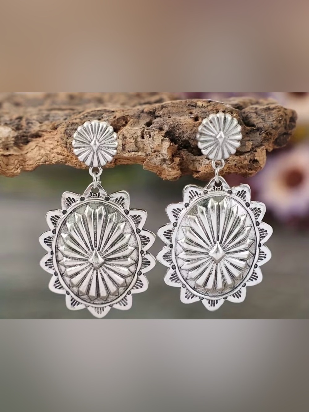 Silver Sunburst Dangle Earrings - Women Jewelry
